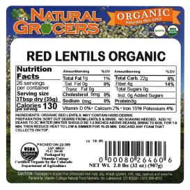 Lentils Split Red Org 2 Lb