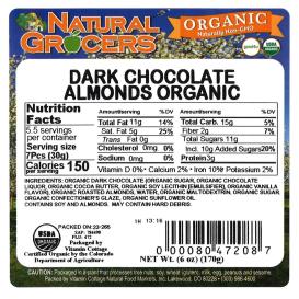 Almonds Dark Chocolate Org 6 Oz