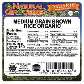 Rice Brown Medium Org 2 Lb