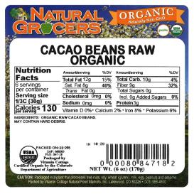 Beans Cacao Raw Org 6 Oz