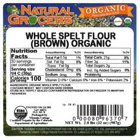 Flour Spelt Whole Brown Org 2 Lb