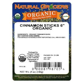 Cinnamon Sticks 6" Whole Org 5 Oz