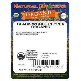 Peppercorns Black Whole Org 5 Oz