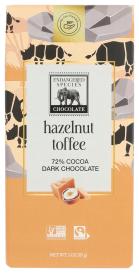 Fair Trade Hazelnut Toffee 72% Cocoa Dark Chocolate Bar 3 Oz