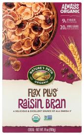 Organic Flax Plus Raisin Bran Flakes Cereal 14 Oz