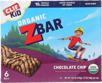 Organic Chocolate Chip Zbar Baked Whole Grain Energy Snack Bars 1.27 Oz