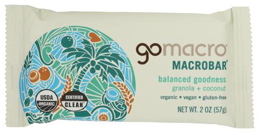 Organic Gluten-free Vegan Granola Coconut Snack Macrobar  2 Oz