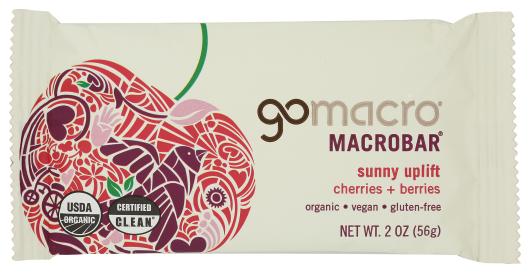 Organic Gluten-free Vegan Cherries Berries Snack Macrobar  2 Oz