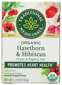 Organic Hawthorne Hibiscus Herbal Tea 16 Ct