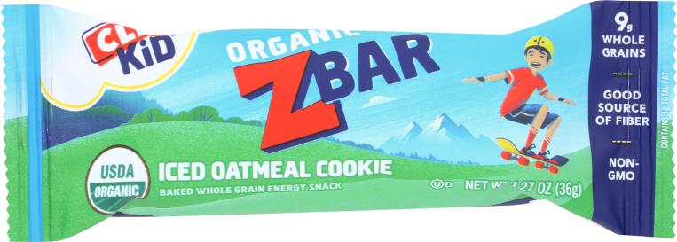 Organic Iced Oatmeal Zbar Baked Whole Grain Energy Snack Bar 1.27 Oz