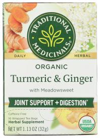 Organic Turmeric Meadowsweet Ginger Herbal Tea 16 Ct