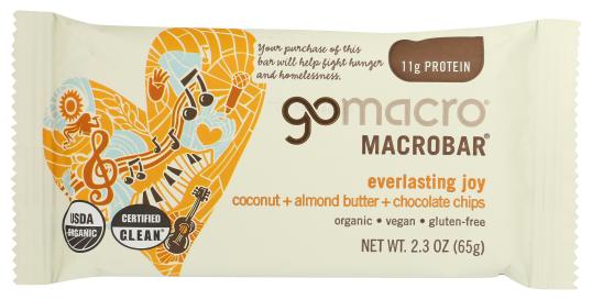 Organic Gluten-free Vegan Coconut Almond Butter Chocolate Chip Protein Macrobar 2.3 Oz