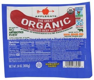 Organic Great Uncured Grassfed Beef Hot Dog (silver) 14 Oz