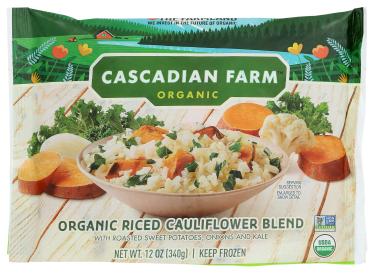 Organic Frozen Riced Cauliflower Blend With Roasted Sweet Potatoes/kale 12 Oz