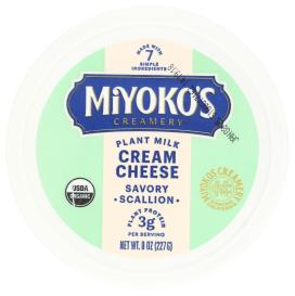 Organic Vegan Savory Scallion Plant Milk Cream Cheese 8 Oz