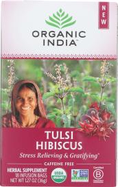 Organic Hibiscus Tulsi Herbal Tea 18 Ct