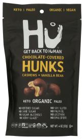Organic Fair Trade Paleo Vegan Cashews & Vanilla Bean Chocolate-covered Hunks 4 Oz