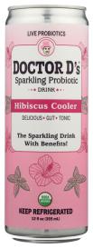 Organic Hibiscus Cooler Sparkling Probiotic Drink 12 Oz