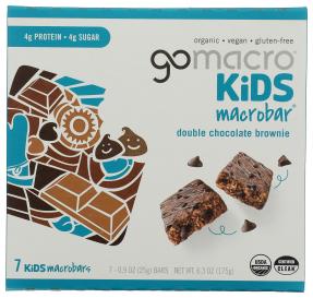 Organic Gluten-free Vegan Double Chocolate Brownie Kids Protein Macrobars 6.3 Oz