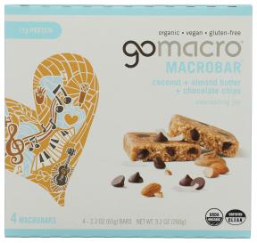 Organic Gluten-free Vegan Coconut Almond Butter Chocolate Chip Protein Macrobars 2.3 Oz