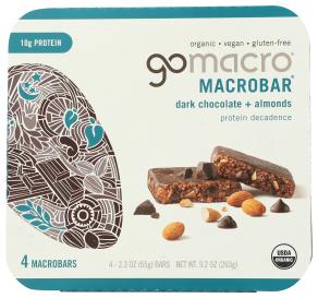 Organic Gluten-free Vegan Dark Chocolate Almonds Protein Macrobars 2.3 Oz