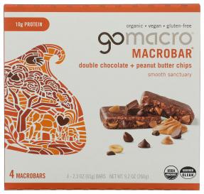 Organic Gluten-free Vegan Double Chocolate Peanut Butter Chips Protein Macrobars 2.3 Oz