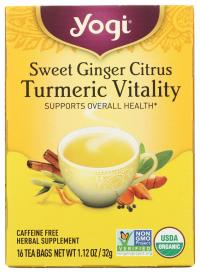 Organic Sweet Ginger Citrus Turmeric Vitality Herbal Tea 16 Ct