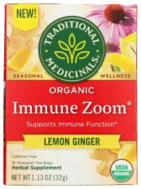 Organic Immune Zoom Lemon Ginger Herbal Tea 16 Ct