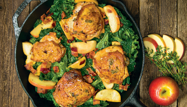 Cider Braised Chicken With Apples and Kale Recipe