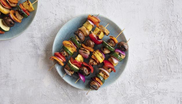 Grilled Pineapple, Chicken, and Veggie Kabobs