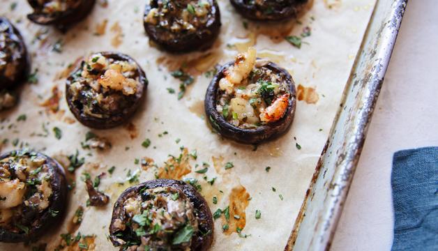 Garlicky Shrimp Stuffed Mushrooms