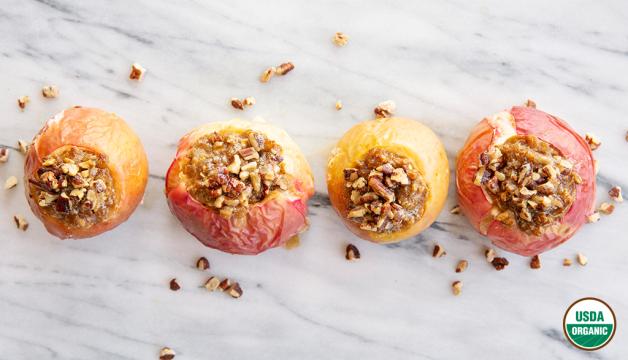 Organic Stuffed Baked Apples with Maple-Pecan Butter