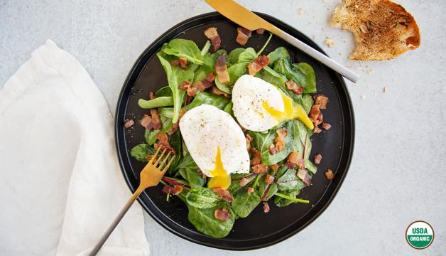 French Bistro Style Salad with Spring Greens and Bacon Crumbles