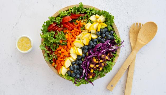 Eat the Rainbow Organic Veggie Salad with Sunny Lemon Dressing