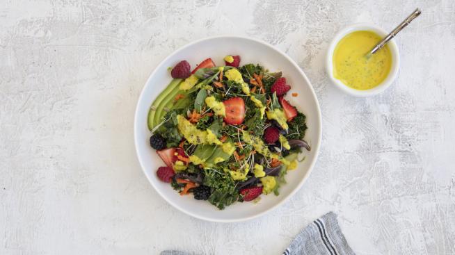 Superfood Berry Salad With Turmeric Ginger Dressing
