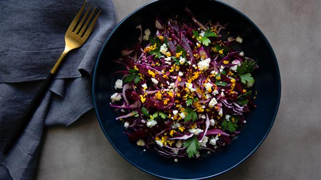 Beet and Red Cabbage Salad with Blue Cheese Recipe