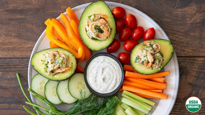 Organic Shrimp Salad Stuffed Avocado